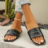 Fashion Minimalist Single Band Slide Sandals Solid Color Women Slippers 2025 Summer New Outdoor Sandy Beach Open Toe Flat Shoes