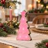 Holiday Party Centerpieces Pink Christmas Tree Wooden Figurine Snowflake Polka Dot Tabletop Decor Romantic Decorations Festive Home Ornament