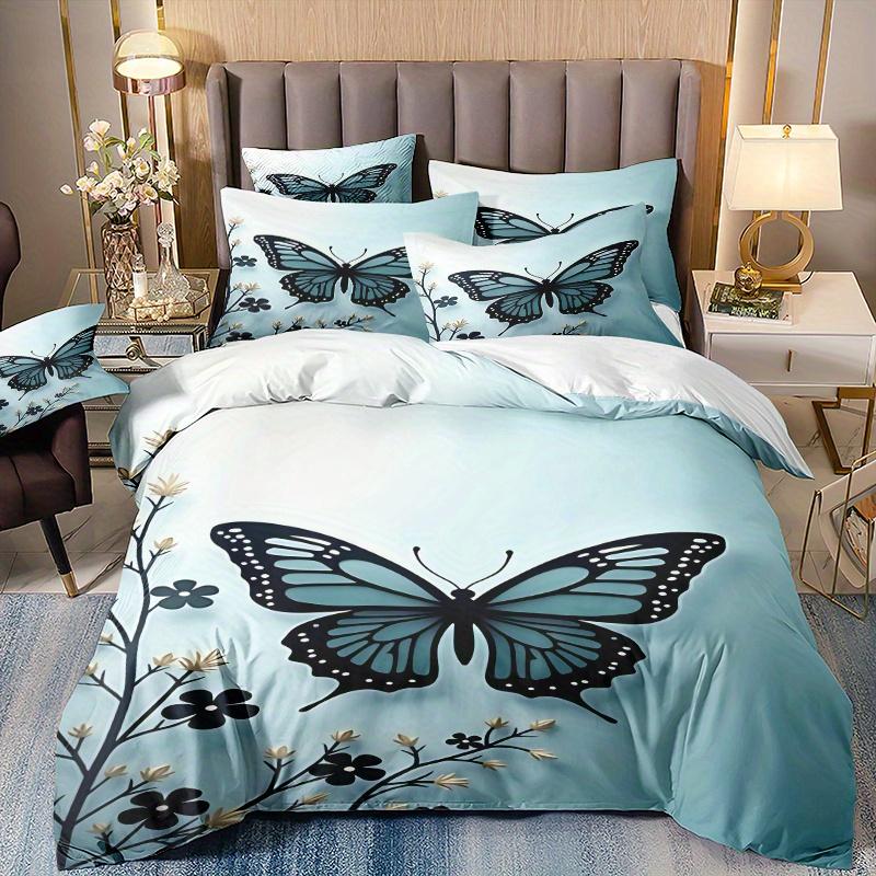 3Pcs Bedding Set Butterfly Comforter Cover Set 1Pc Comforter Cover 2Pcs Pillowcases Ultra-Soft Comfortable Breathable Suitable