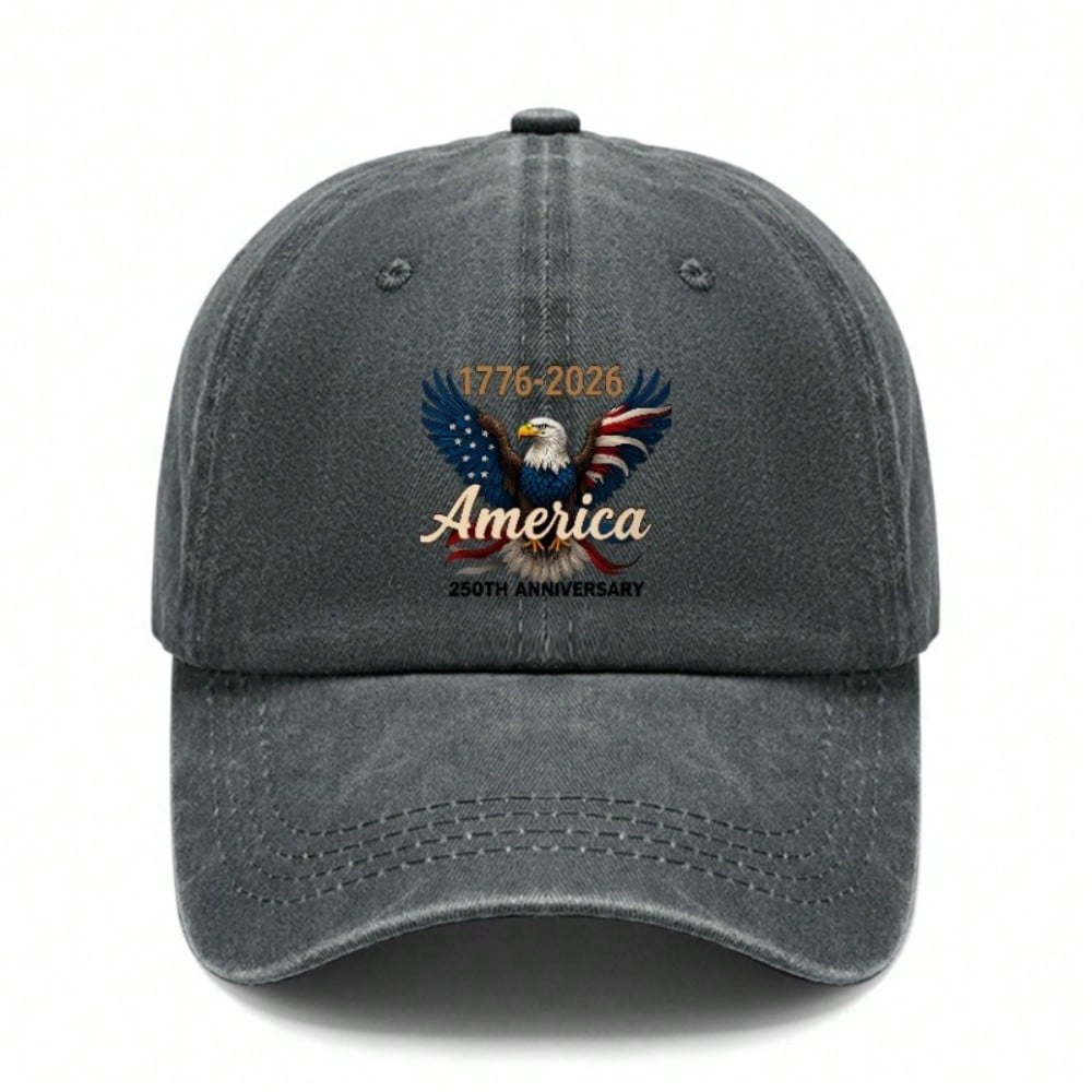 [Patriotic Baseball Cap] 250Th Anniversary AMERICA Eagle Print Polyester Adjustable Vintage Style Baseball Hat For July 4Th Independence Day Memorial чёрный