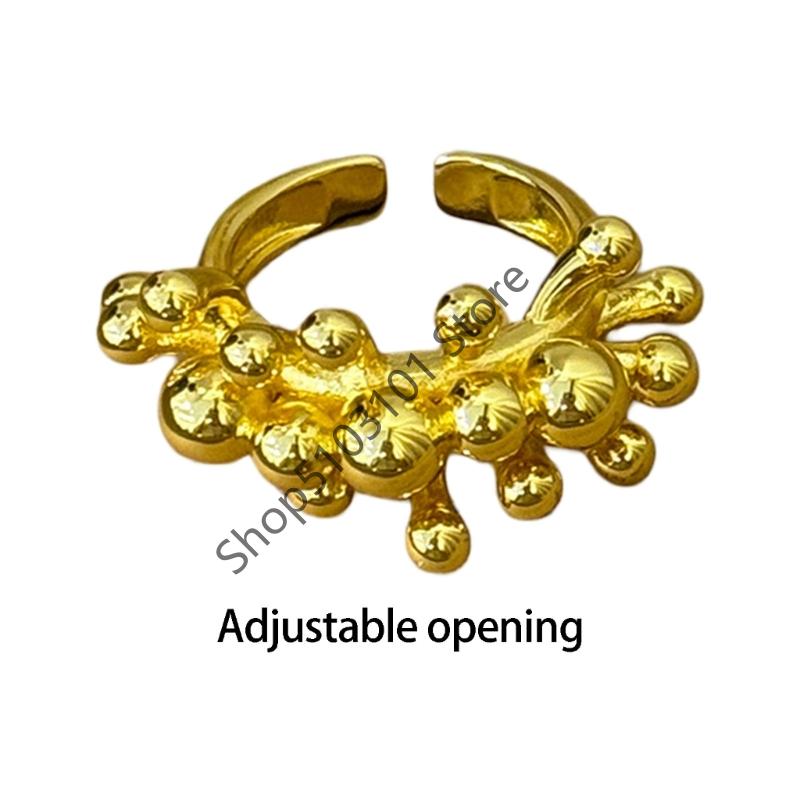 Vintage Metall Perlen Ball Offenen Ring Für Frauen Europäische Und Amerikanische Persönlichkeit Übertrieben Trend Finger Schmuck Geschenke