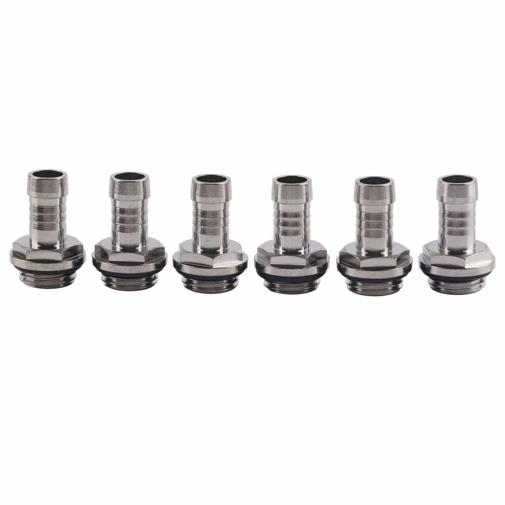 6 PCS PC Water Cooling Two touch Fitting G1 4 Thread Barb Connector for Tube