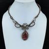Rhodonite Necklace Gemstone Jewelry, 999 Copper Wire Wrapped Necklace, Adjustable Handmade Chain Necklace Gift For Wife Jewelry