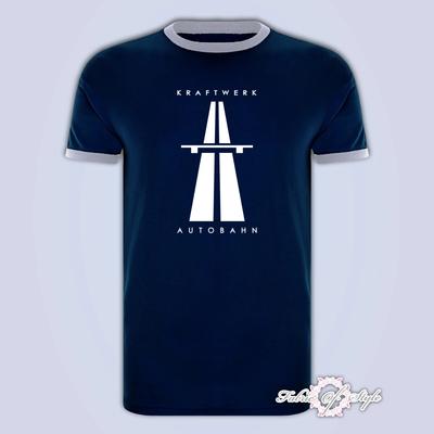 KRAFTWERK Tributo AUTOBAHN RETRO TECHNO Maglietta da Uomo Ringer Blu Navy