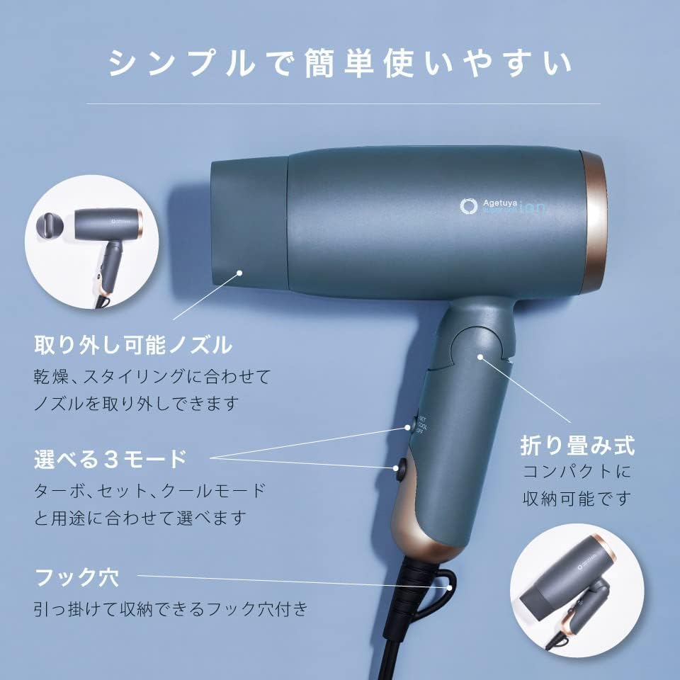 Agetsuya Super Rich Ion Hair Dryer White Large Air Volume Negative Ion AG-0003