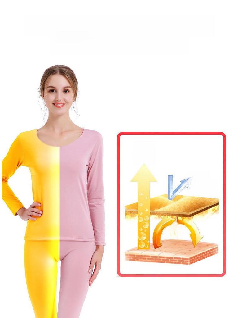 Women's Seamless Warm Round Neck Long Johns Set - Winter Style with 37° Heat Retention