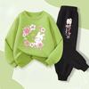 Cute Rabbit Printed Baby Girls Spring New Style Hoodies Sets Children's Sweatshirt Sweatpant Two Piece Suit Kids Outdoor Outfits