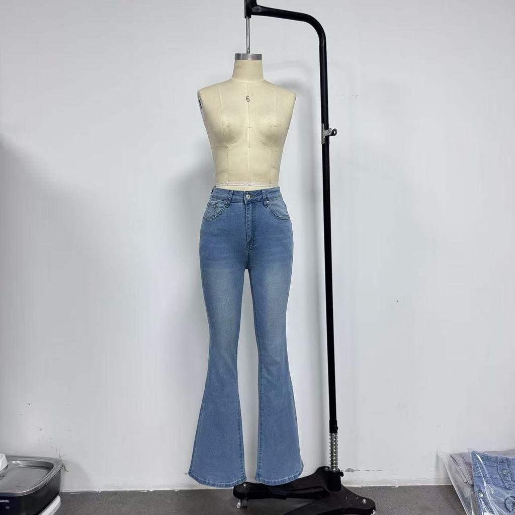 Fashionable Spring And Summer New Style High Waist Hip-lifting Elastic Flare Jeans For Women
