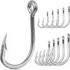 Stainless Steel Fishing Single Hooks with for Baitcasting and Super Strong Thick for Large Set of 30 Hooks, Barbs, Tackling, Silver, Shank, Fish,