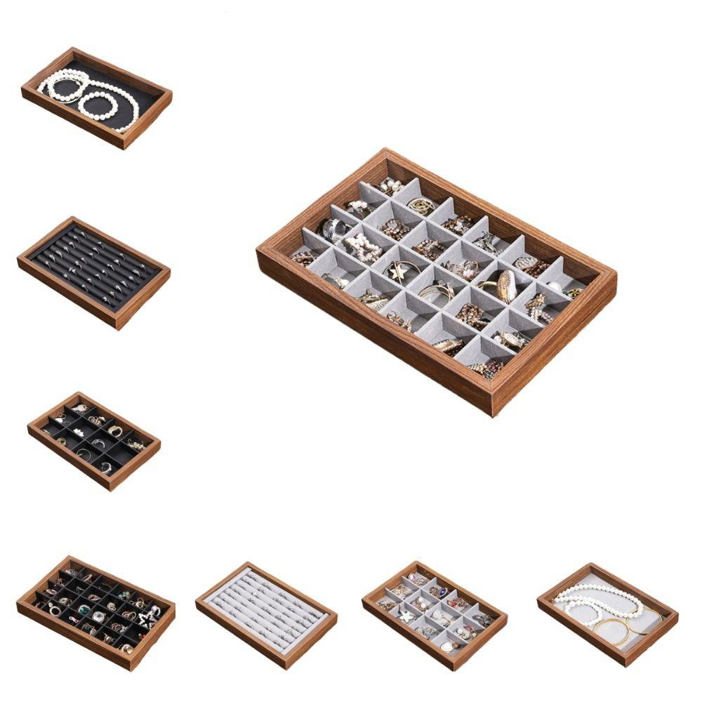 Simple Jewelry Organizer 12/24 Grids Jewelry Display Holder Wooden Jewelry Tray  Jewelry Seller