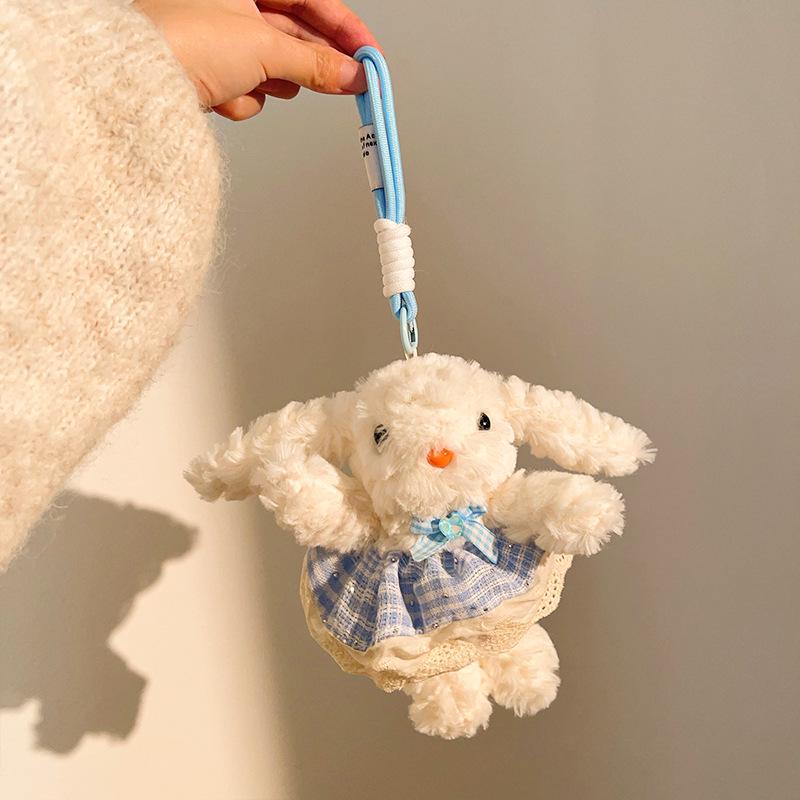 Trendy Plush Little Bear Keychain Pendant - Cute Cartoon Backpack Ornament Doll Gift