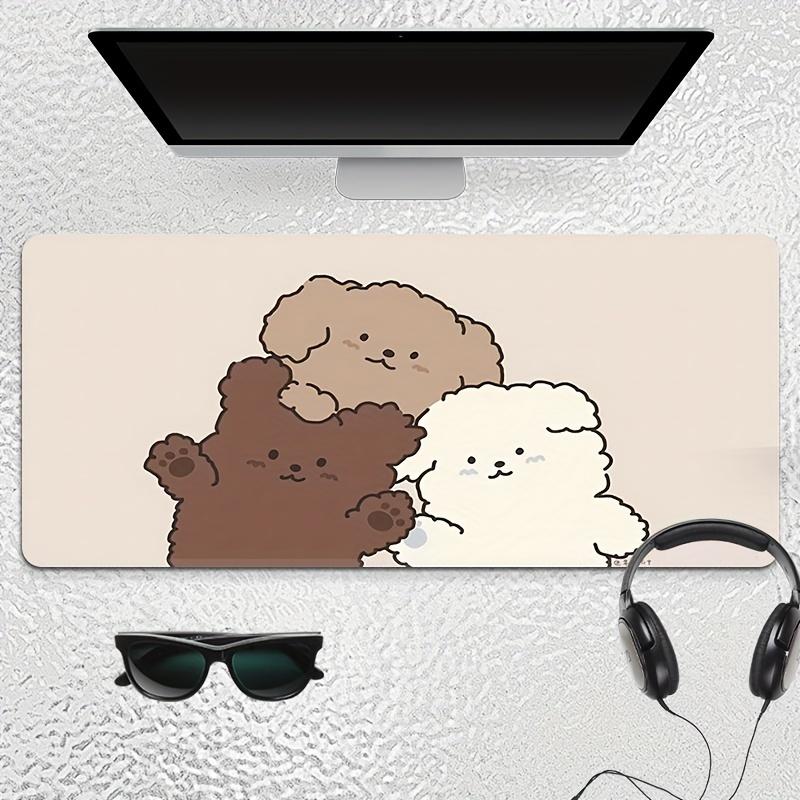 Cute Bear Family Large Gaming Mouse Pad NonSlip Rubber Base Stitched Edges Desk Mat for Office School