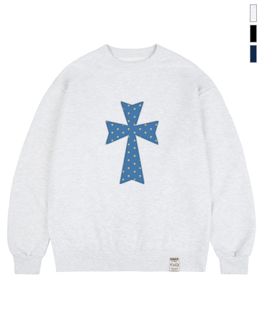 GRAVER [Unisex] Dot Cross Sweatshirt_4Color