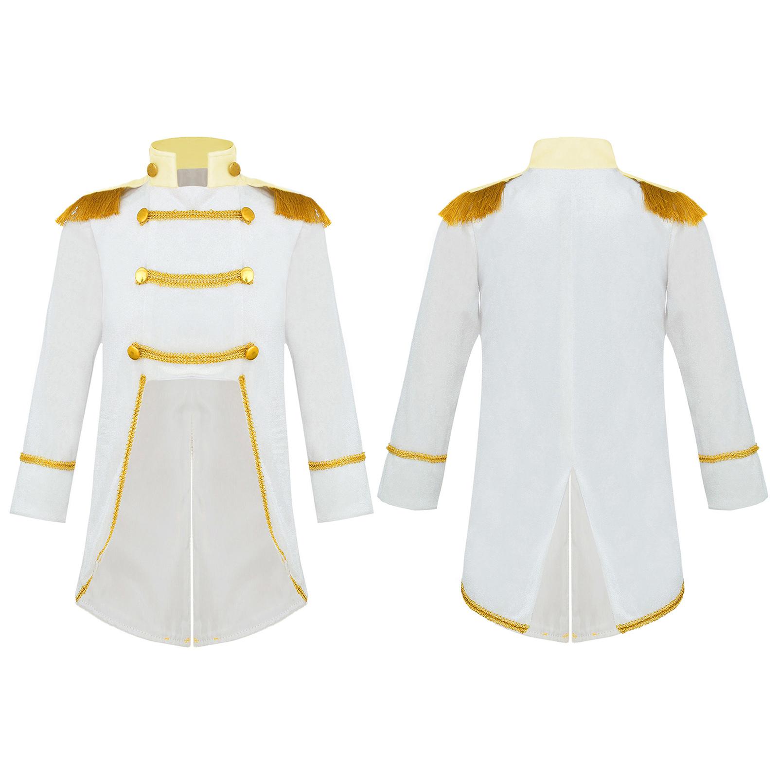 Детский бархатный пиджак с длинным рукавом для мальчиков, пальто, фрак, карнавальная вечеринка на Хэллоуин, принц, король, королевский дворянин, косплей костюм 9-12Months белый