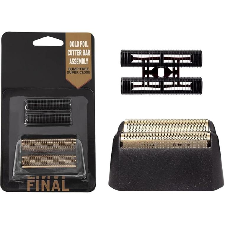 2 pcs Professional 5 Star Series Finale Shaver Shaper Replacement Super Close Gold Foil and Cutter Bar Assembly, Compatible with Wahl Shaver Foil