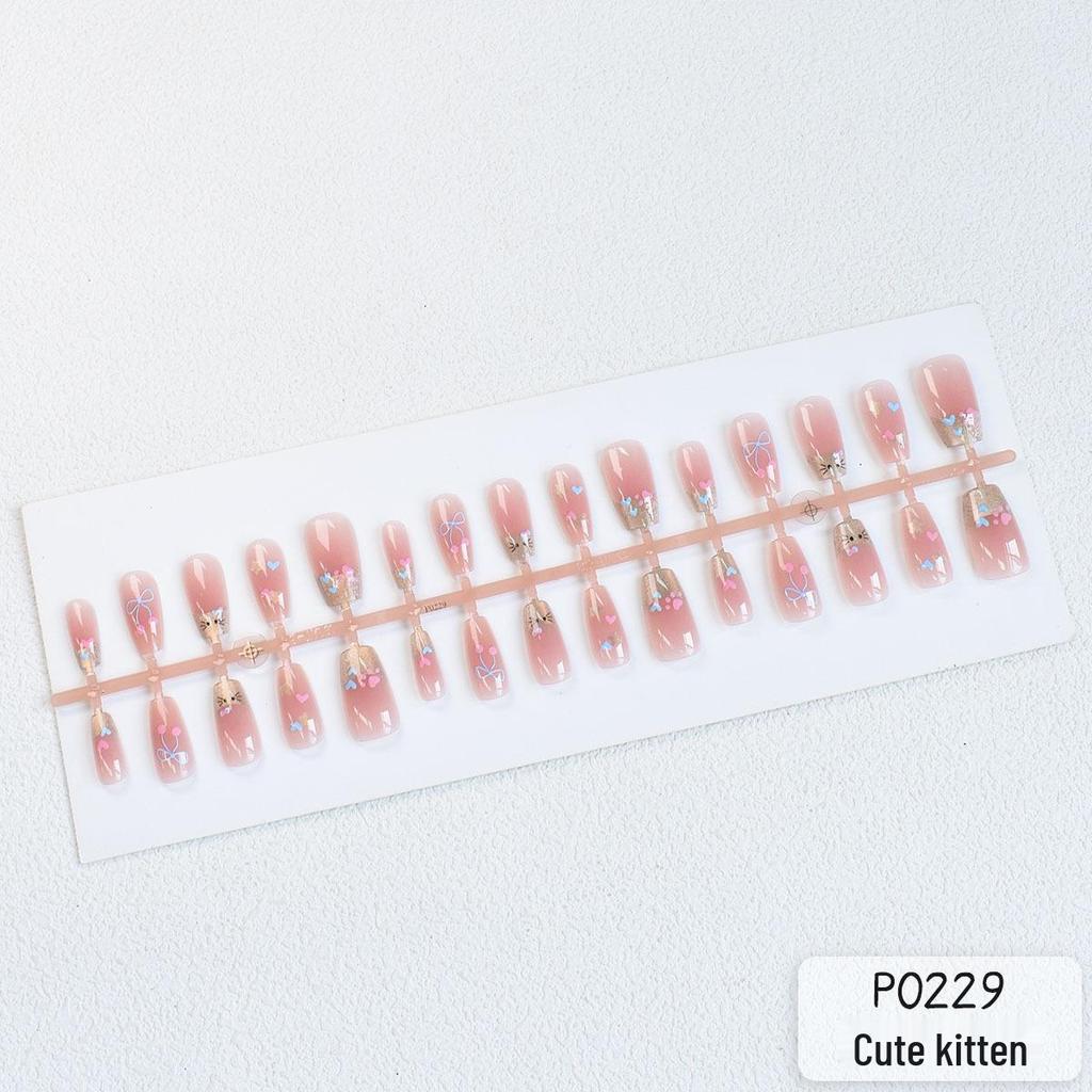 Schattige Kitten Babyroze Kattenoog Plaknagels voor Meisjes - 30 stuks