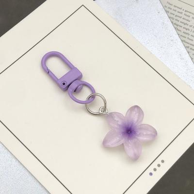 3Pcs Keychain Pendant Transparent Resin Flower Design Small Portable Decorative Pendant Bags Keys Wallets Cars Accessory