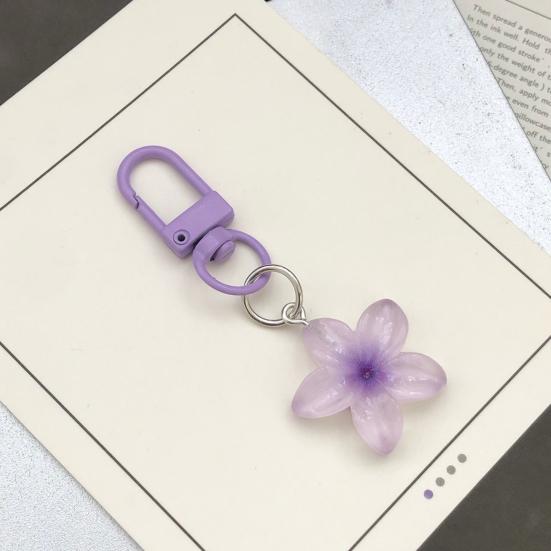 3Pcs Keychain Pendant Transparent Resin Flower Design Small Portable Decorative Pendant Bags Keys Wallets Cars Accessory