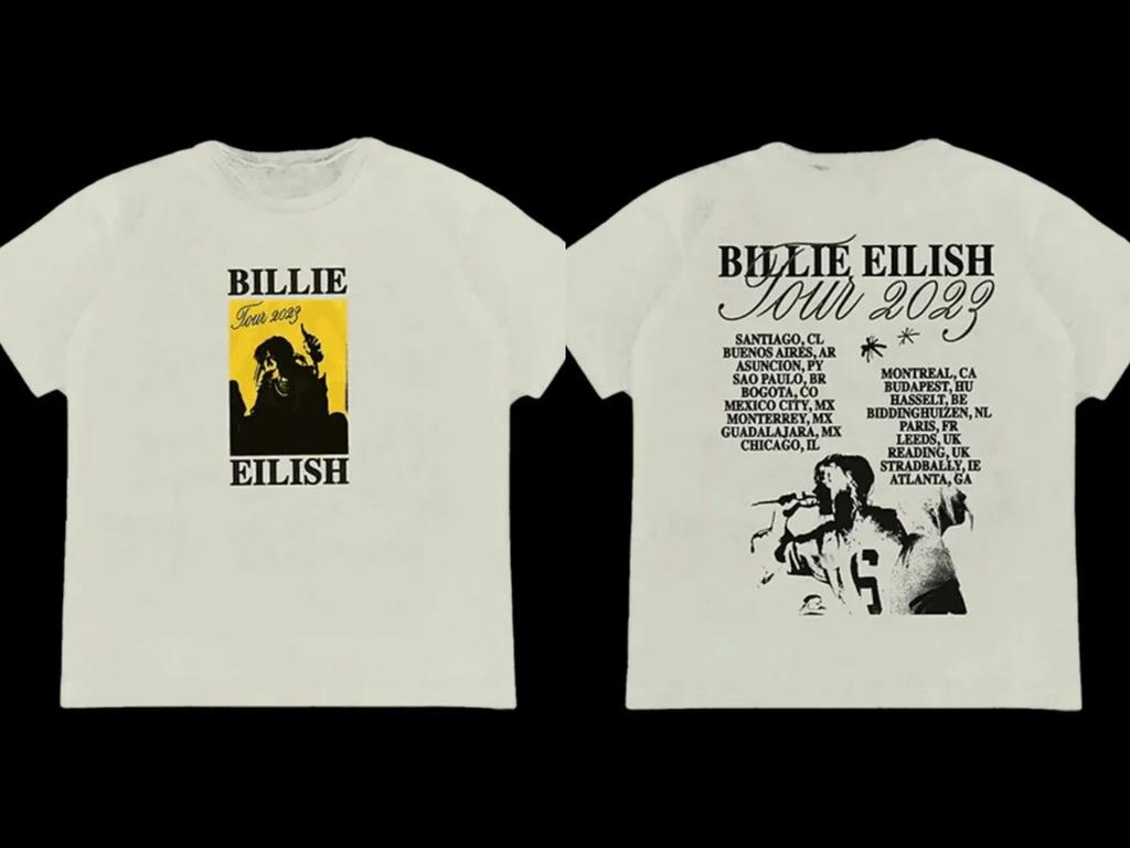 B-Billie Eilish 2023 Tour Konzert T-Shirt Hip Hop T-Shirt O-Ausschnitt Kurze Ärmel Lässige Mode Unisex Frauen Luxuriöse hochwertige T-Shirts