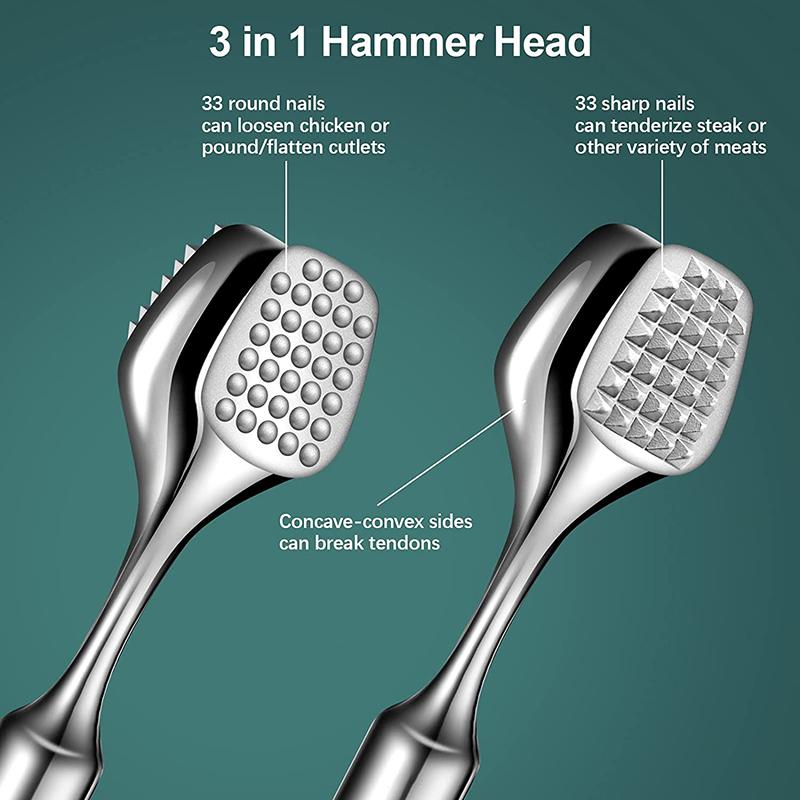 304 Stainless Steel Meat Tenderizer Hammer Mallet Heavy-Duty Chicken Meat Pounder with Non-Slip Grip Handle - Kitchen Tools 4