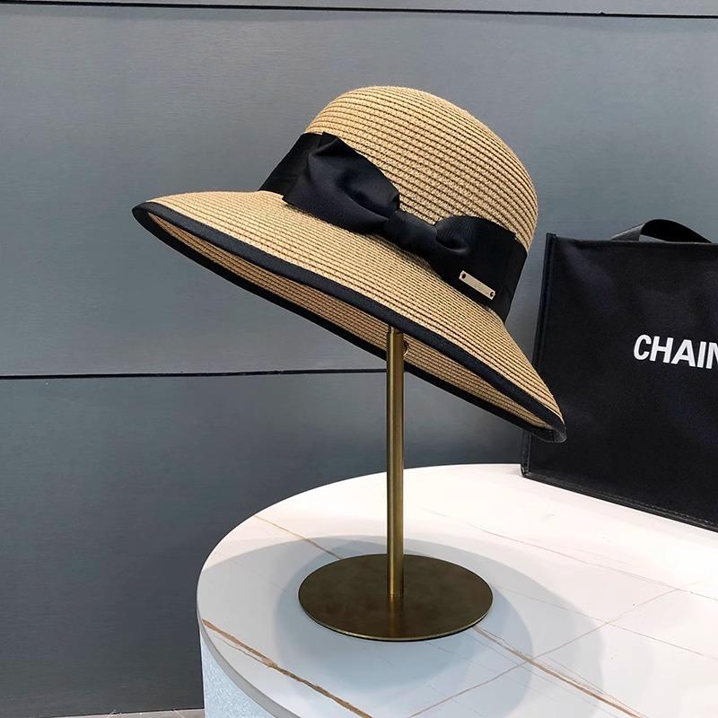 Summer bow straw woven sun hat women 2025 new seaside beach straw hat UV protection sun hat