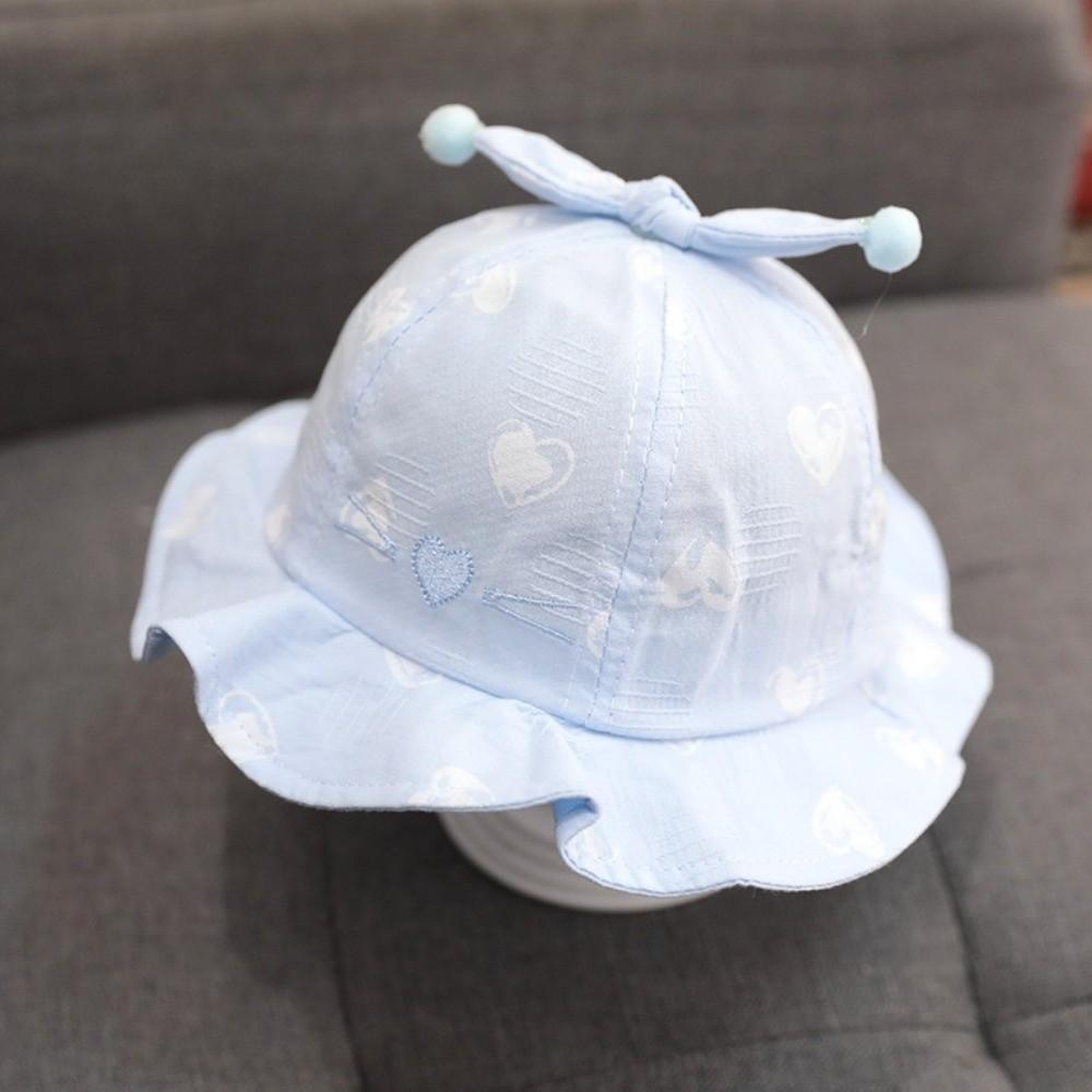 Heart Print Infant Bucket Hat Bow Toddle Fisherman Hat Sweet Baby Sun Hat  Girls