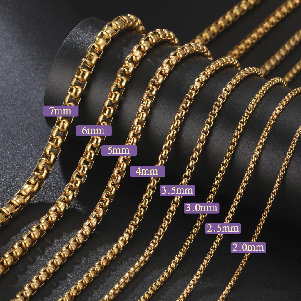 Cazador Punk Box Chain Necklaces for Men Women Stainless Steel Jewelry 2-7mm Width Chains Party Birthday Gift Wholesale 2026