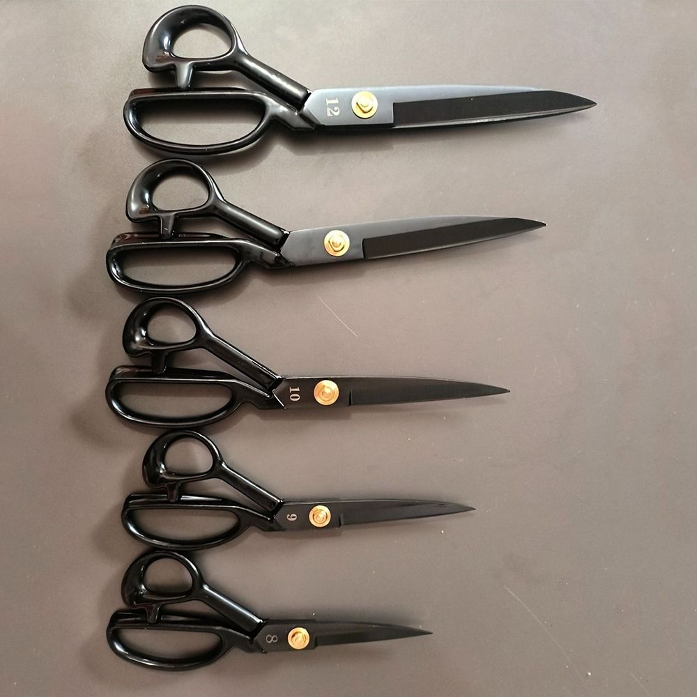 Professional 8-12inch Tailor Scissors Ergonomic Black Fabric Scissors Comfort Grip Handled Anti-Rust Pinking Shears Home Sewing