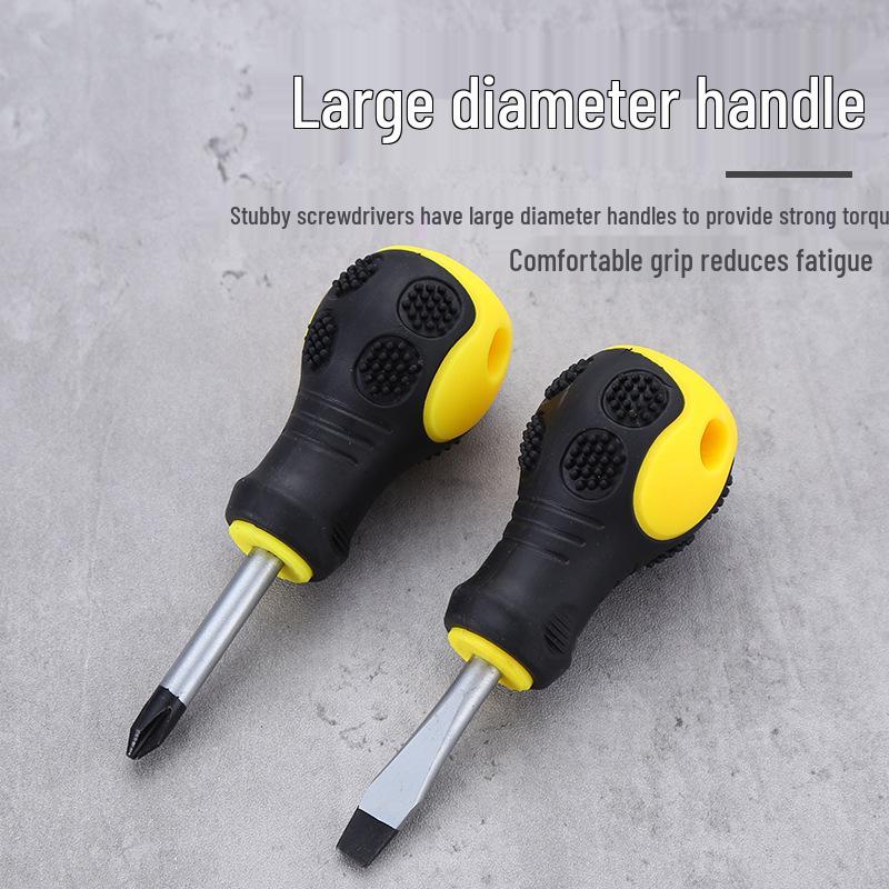 Compact Mini Two-Way Screwdriver: Short Handle, Interchangeable Phillips, Slotted, Torx Heads