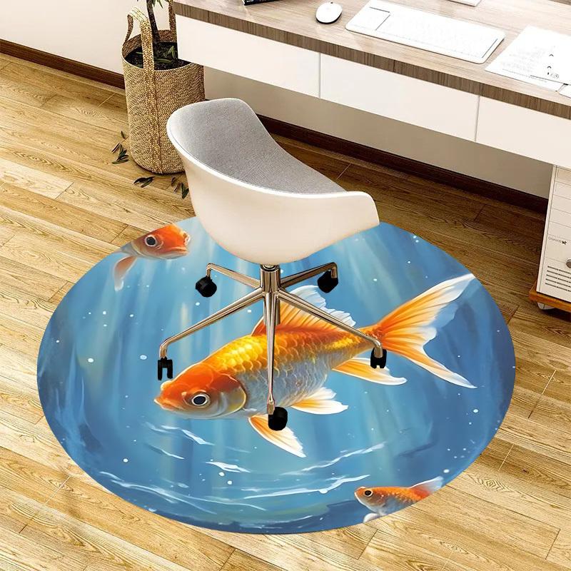 1 Stück Büro Teppich Stuhlmatten Goldfische Schwimmen im Wasser Perfekt zum Dekorieren von Bürostühlen oder Schlafzimmern.YDT486