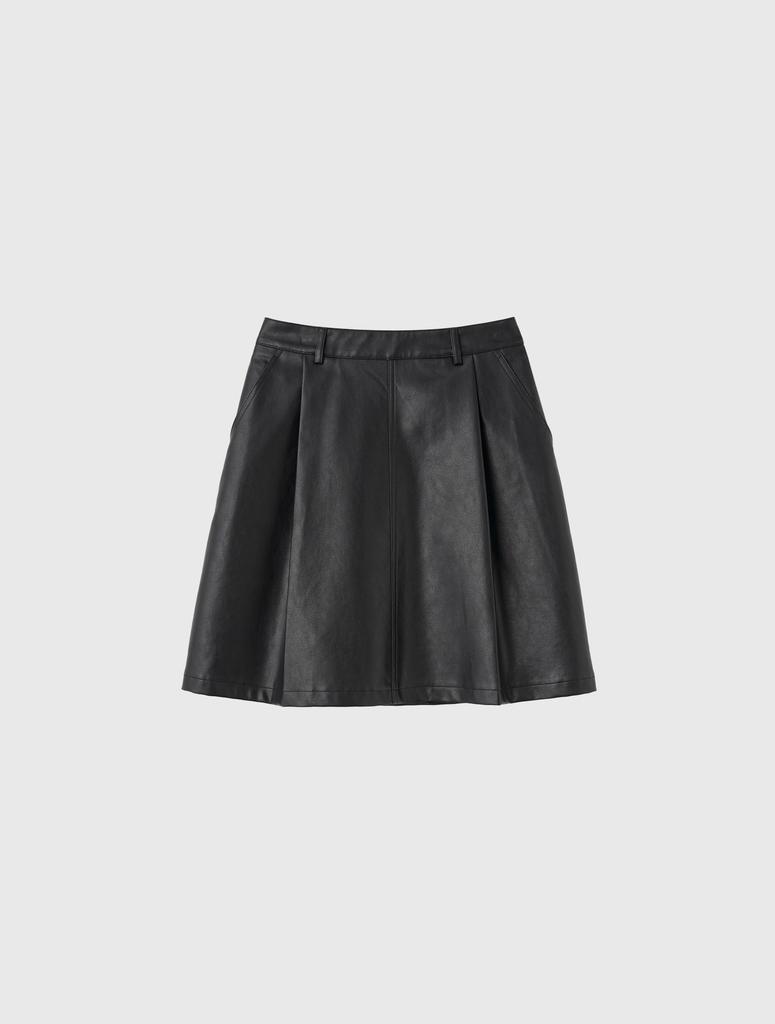 GENERALIDEA Leather Pintuck Midi Skirt [Black] / Wbd4L13513