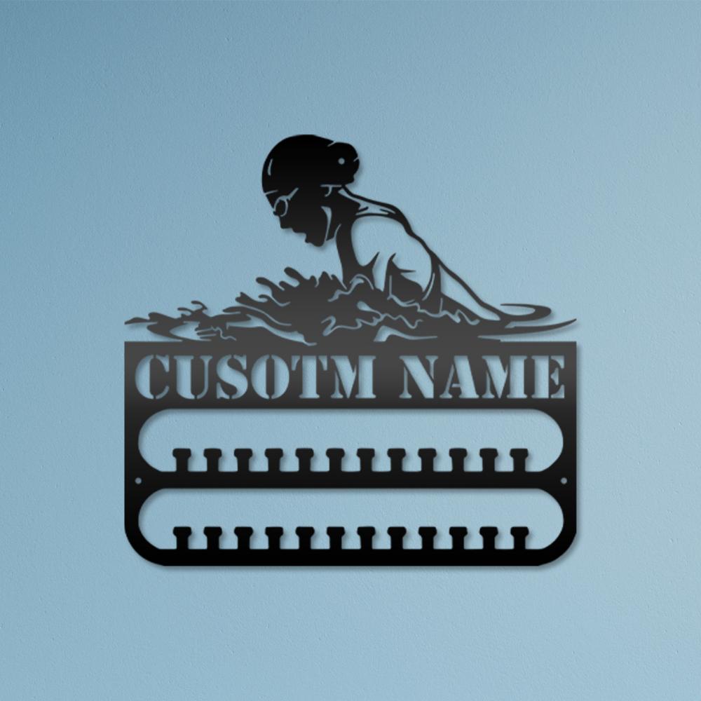 Unique 1 Piece Custom Iron Swimming Medal Hanger Wall Mounted Trophy Shelf Athletic Xmas Party Decor Hooks