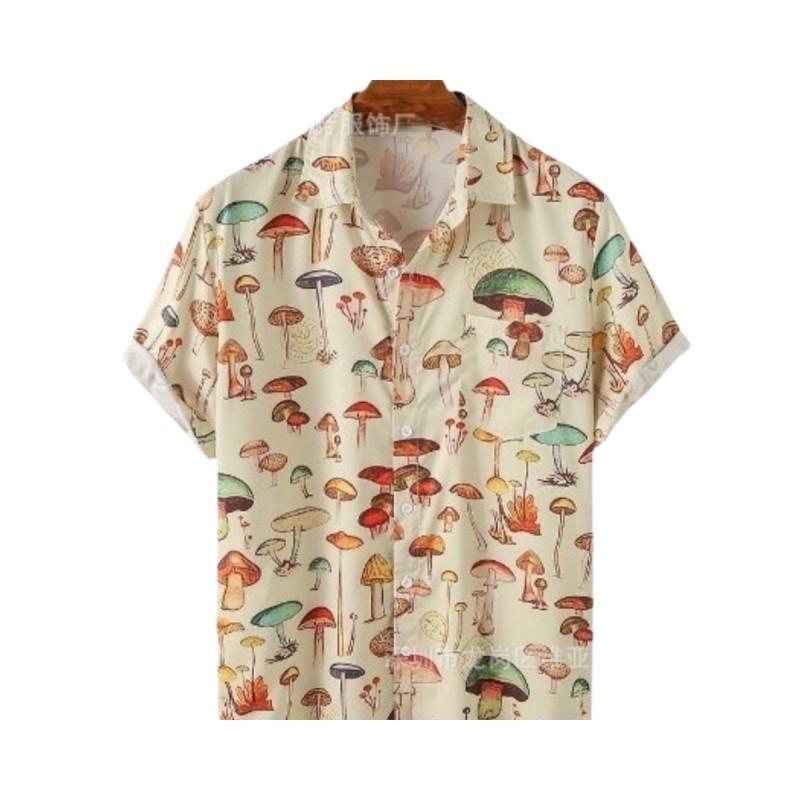 Letnia Hawajska Męska Codzienna Plażowa Koszula w Kwiaty Top Wakacyjny Oddychająca Odzież Modowa 3D z Krótkim Rękawem Koreański Slim Fit