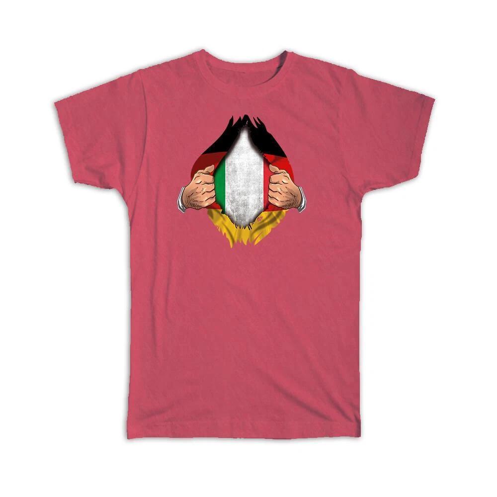 Gift T-Shirt : Italy German Flag Chest Italian S