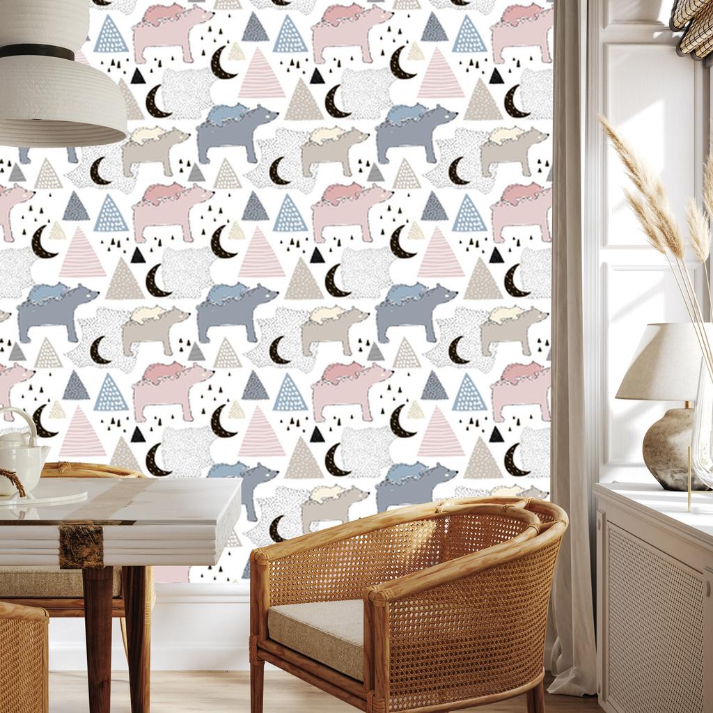 Teddy bears in the mountains wallpaper for living room and bedroom 50x1000