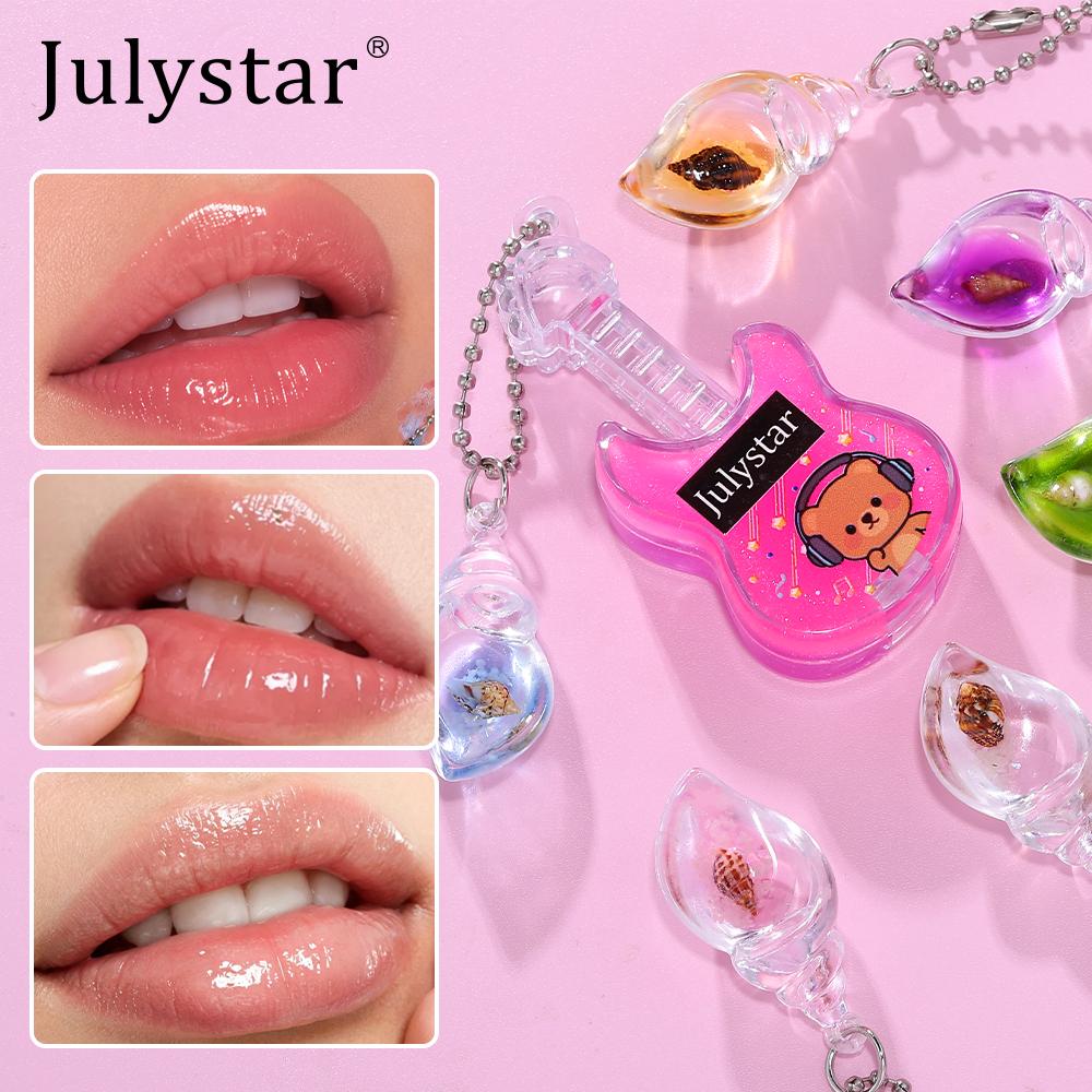 Julystar Portachiavi Balsamo Labbra Lucido Lucidalabbra Trasparente Rosa Idratante Lunga Durata Labbra Luminose Trucco per Donne Ragazze