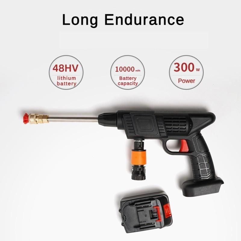 Pistol de spălat auto portabil de înaltă putere de 300W Mașină electrică de spălat auto de uz casnic Baterie cu litiu Pistol de apă fără fir de înaltă tensiune