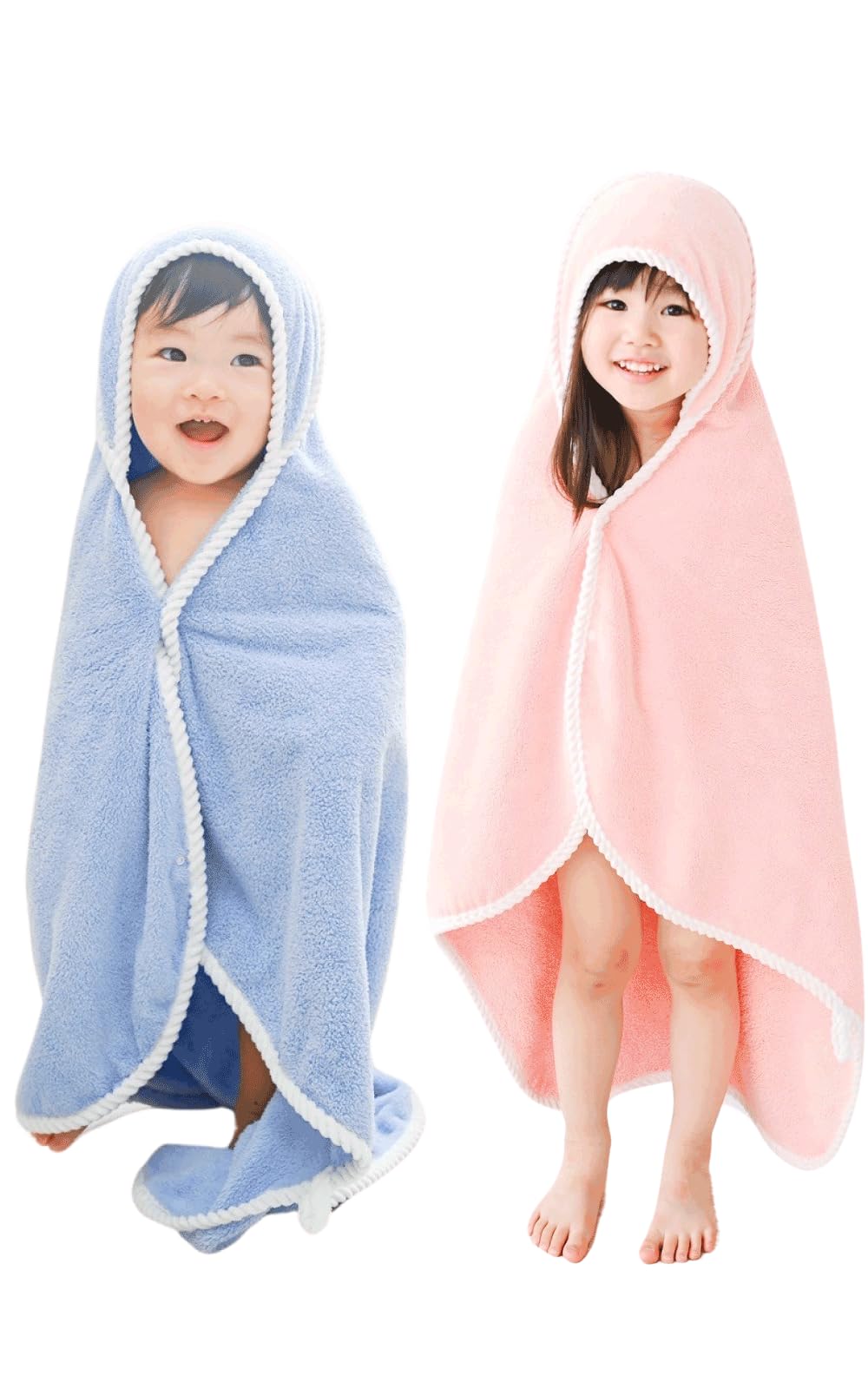 

rinaty Халат для купания Baby Kids, идеально подходит для Полотенце для купания с капюшоном Пончо для купания Пеленка [Протестировано на наличие формальдегида, одноразовое купание] (Синий и розовый)