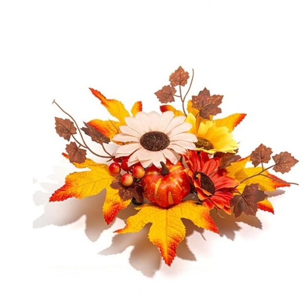 Simulation Candle Ring Wreath Pumpkin Maple Halloween Artificial Wreath Doorway Decoration Style A