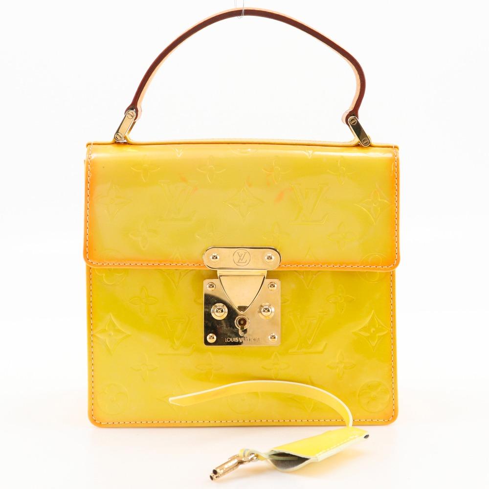 LOUIS VUITTON Spring Street Handbag M91029 yellow Monogram Vernis Women Used