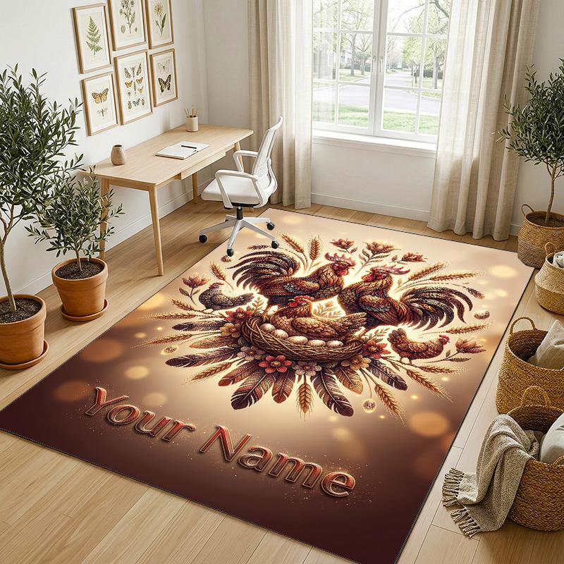 Decorative Artwork Theme Crystal Velvet Rug Personalized Custom Name Text Soft Floor Mat Home Decor