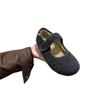 Velcro gray fluffy shoes for women's winter wear new velvet single shoes warm cotton shoes flat Mary Jane Doudou shoes