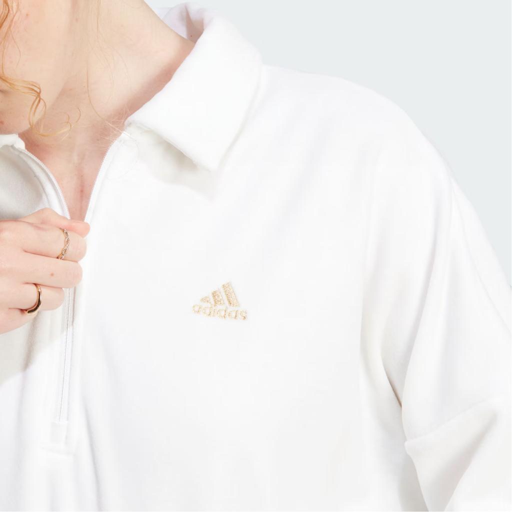 Adidas Letter Print Sports Casual Pullover Sweatshirt Women Sweatshirt White Gold IA3175