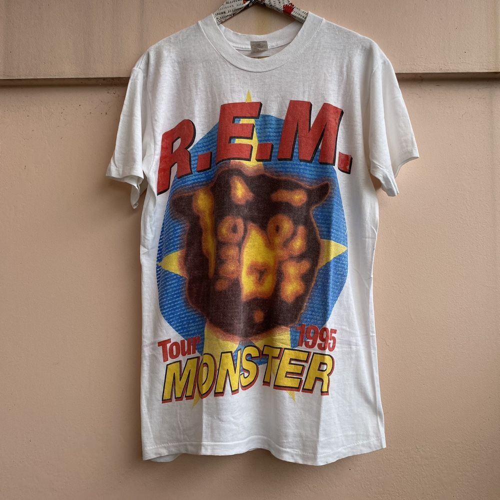Double sided REM Monster Tour 1995 Tshirt white tee shirt QT1091 Unisex T-Shirt XXL