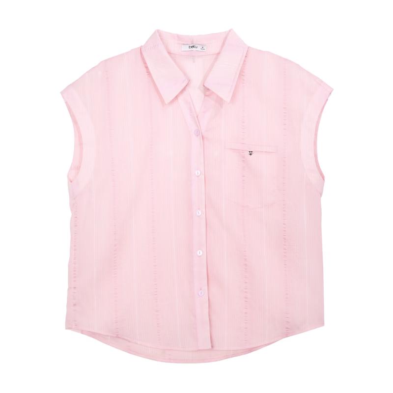 Betu Women s Summer Dropped Shoulder Short-Sleeve Collared Shirt M