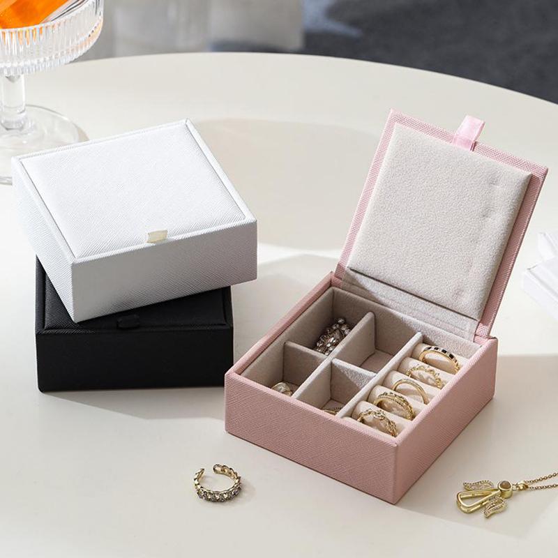 Portable Travel Jewelry Box - Mini Pu Leather Case With Soft Velvet Interior Compact Organizer For Rings Earrings Necklaces