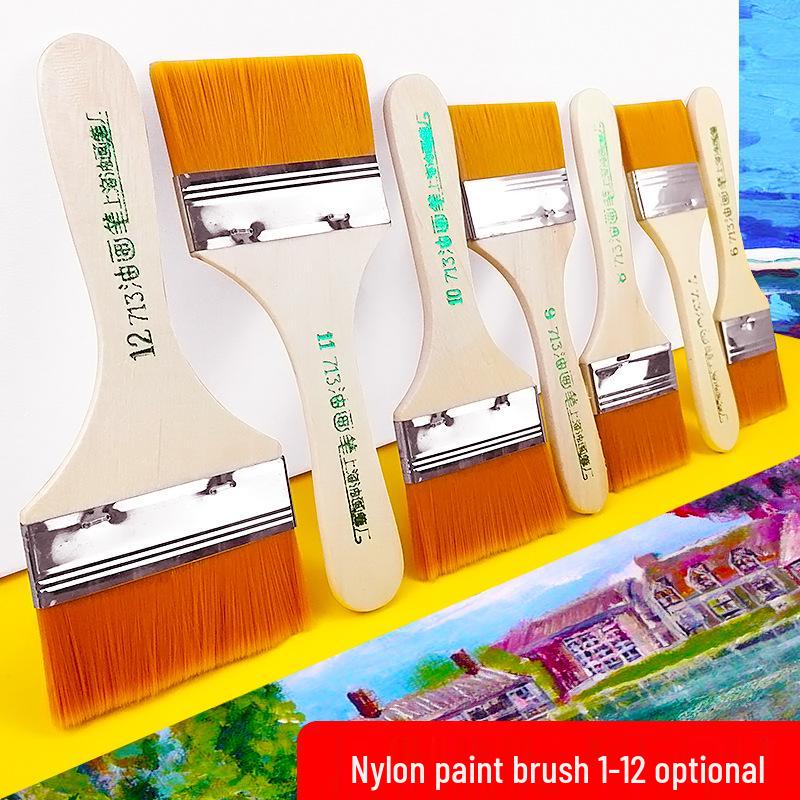 Nylon Bristle Short Handle Brush for Oil & Acrylic Painting - 12 Models for Hand-Painted Walls and Large Areas