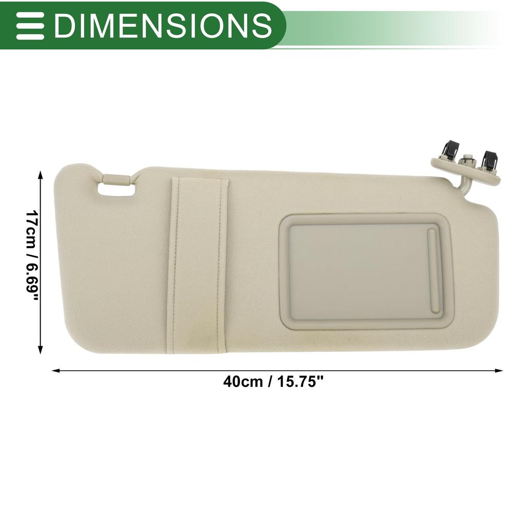 Motoforti Car Sun Visor Assembly for Toyota Camry 2007-2011, Plastic with Glass Fabric, Beige, Blocks Sunlight, Part Number 74310-06750-E0