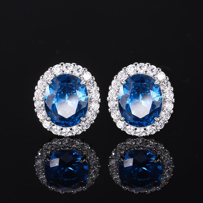 Jewelry Simulation Blue Spinel Egg Temperament Retro Set 13 * 18-10-12