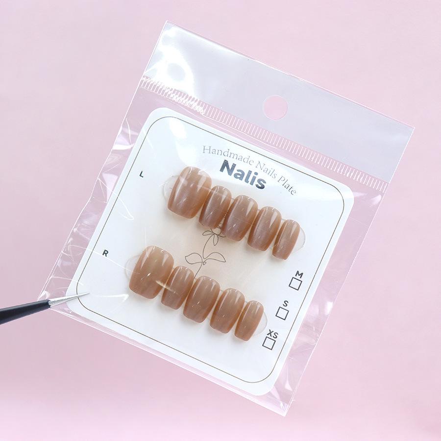 Cat Eye Solid Color High-End Nail Tips: Simple, Versatile Whitening Set - 10 Piece Handmade, Reusable